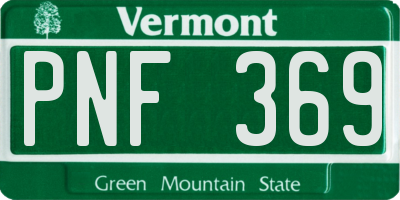VT license plate PNF369