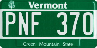 VT license plate PNF370