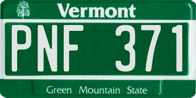 VT license plate PNF371