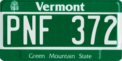 VT license plate PNF372