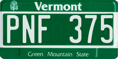 VT license plate PNF375