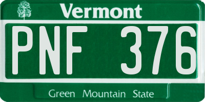 VT license plate PNF376