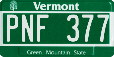 VT license plate PNF377