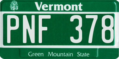VT license plate PNF378