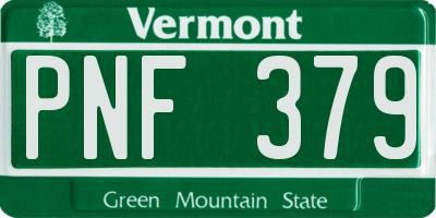 VT license plate PNF379