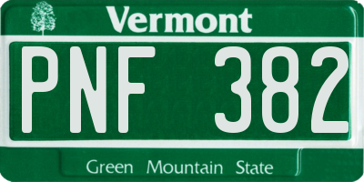 VT license plate PNF382