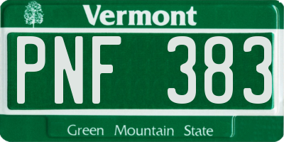 VT license plate PNF383