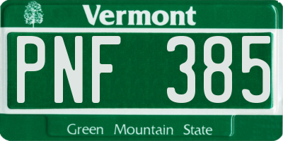 VT license plate PNF385
