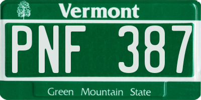 VT license plate PNF387