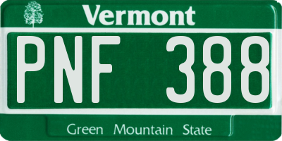 VT license plate PNF388