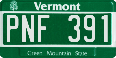 VT license plate PNF391