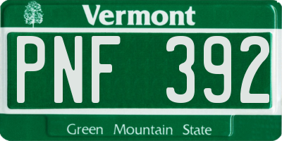 VT license plate PNF392