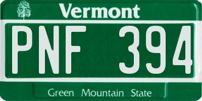 VT license plate PNF394