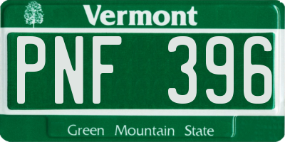 VT license plate PNF396