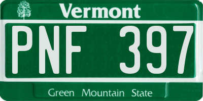 VT license plate PNF397