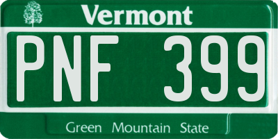 VT license plate PNF399