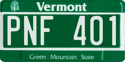VT license plate PNF401