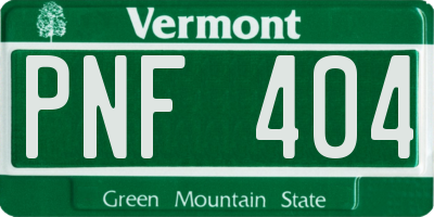 VT license plate PNF404