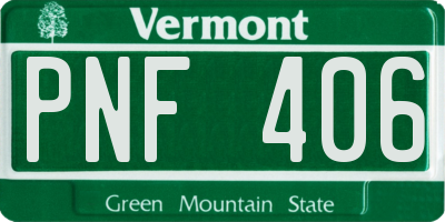 VT license plate PNF406