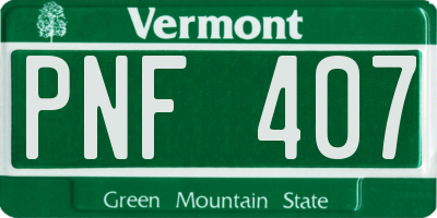 VT license plate PNF407