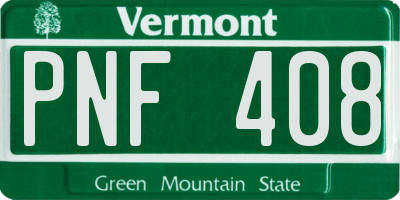 VT license plate PNF408