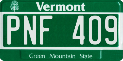 VT license plate PNF409