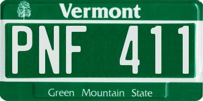 VT license plate PNF411