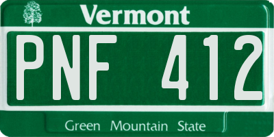 VT license plate PNF412