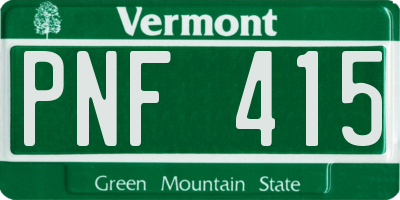 VT license plate PNF415