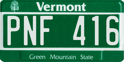 VT license plate PNF416