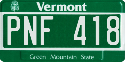 VT license plate PNF418