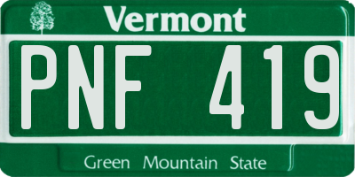 VT license plate PNF419