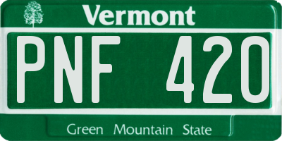 VT license plate PNF420