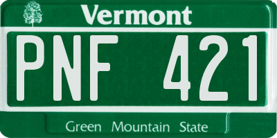 VT license plate PNF421