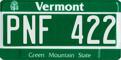 VT license plate PNF422