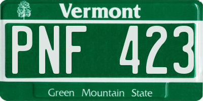 VT license plate PNF423