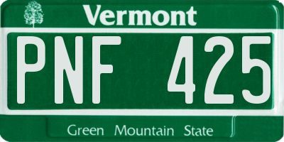 VT license plate PNF425