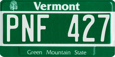 VT license plate PNF427