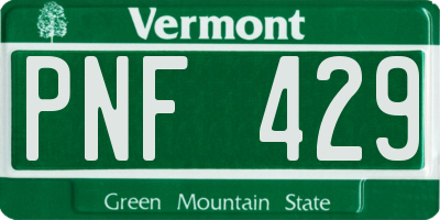 VT license plate PNF429