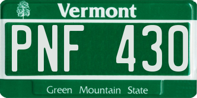 VT license plate PNF430
