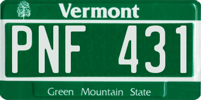 VT license plate PNF431