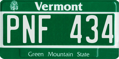 VT license plate PNF434