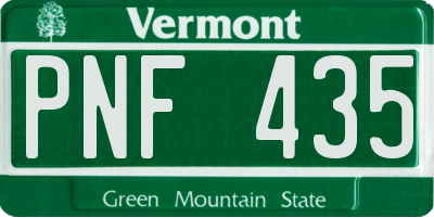 VT license plate PNF435