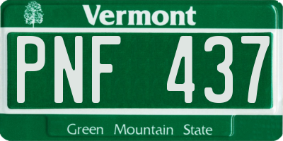VT license plate PNF437