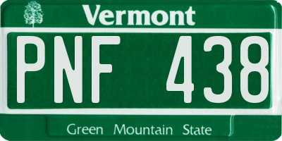 VT license plate PNF438