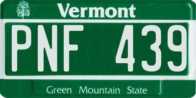 VT license plate PNF439
