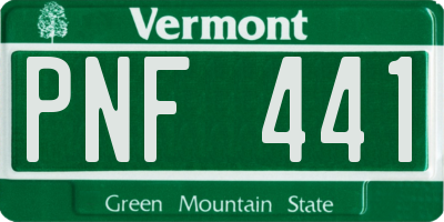 VT license plate PNF441