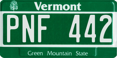 VT license plate PNF442