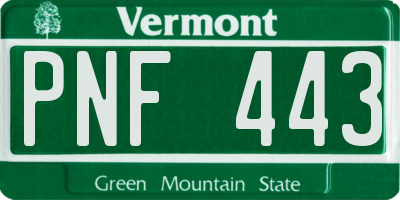 VT license plate PNF443