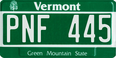 VT license plate PNF445